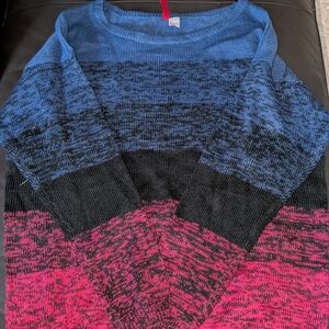 H&M Blue and Pink Crewneck Sweater